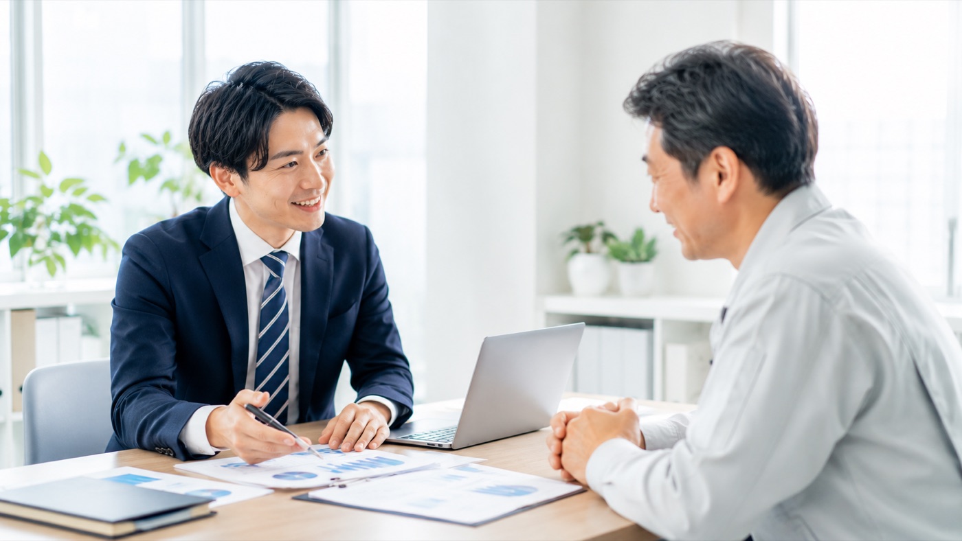 熊本の経営者と打ち合わせをする株式会社つなぐのコンサルタント